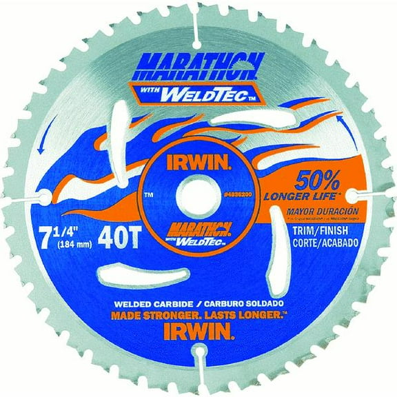 Irwin Industrial Tool 4935200 Marathon WeldTec Circular Saw Blade, 40-Tooth, 7-1/4-In.