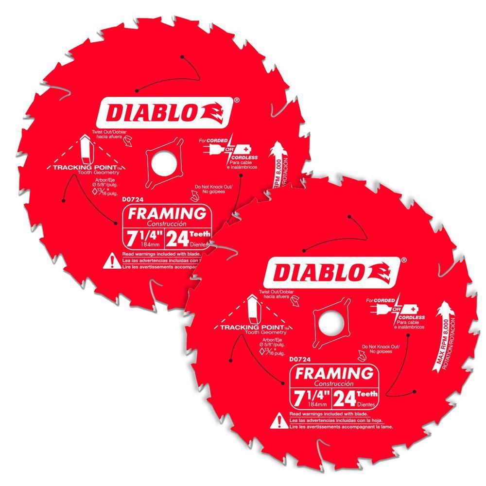 7-1/4 In. 24-Tooth Carbide Framing Circular Saw Blade Value Pack (2-Pack)
