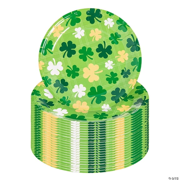 7 1/4" St. Patrick's Day Shamrocks Disposable Paper Dessert Plates 24 Count