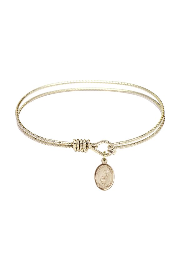 7 1/4 inch Oval Eye Hook Bangle Bracelet w/ Blessed Trinity in Gold-Filled