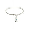 thumbnail image 1 of 7 1/4 inch Oval Eye Hook Bangle Bracelet w/ Cancer Awareness medal charm w/ December Blue Swarovski Crystal, 1 of 3
