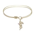 thumbnail image 1 of 7 1/4 inch Oval Eye Hook Bangle Bracelet w/ Guardian Angel medal charm w/ Light Purple Swarovski Crystal, 1 of 3