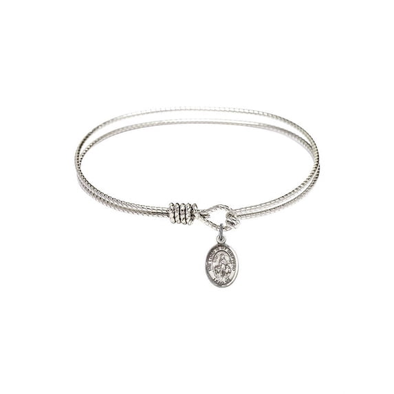 7 1/4 inch Oval Eye Hook Bangle Bracelet w/ Lord Is My Shepherd in Sterling Silver
