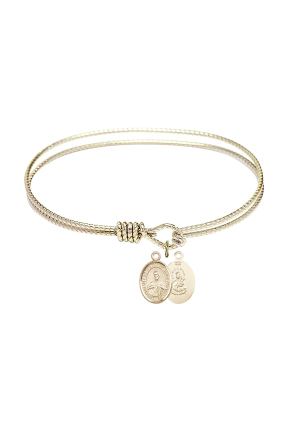 7 1/4 inch Oval Eye Hook Bangle Bracelet w/ Scapular in Gold-Filled