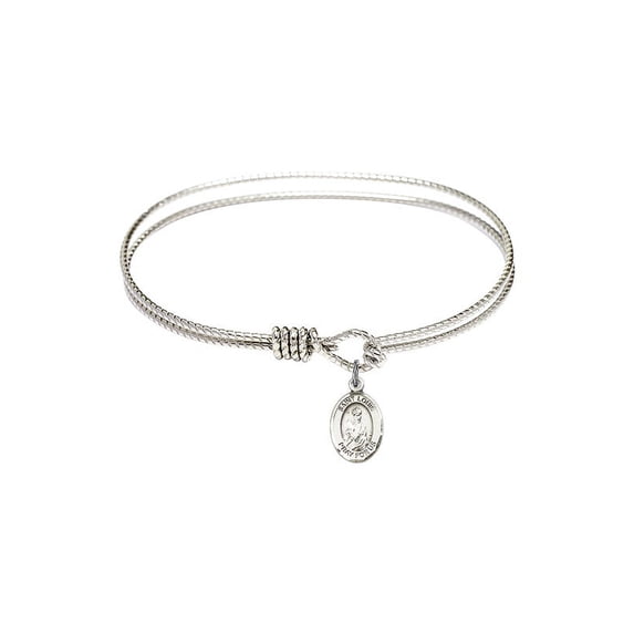 7 1/4 inch Oval Eye Hook Bangle Bracelet w/ St. Louis in Sterling Silver