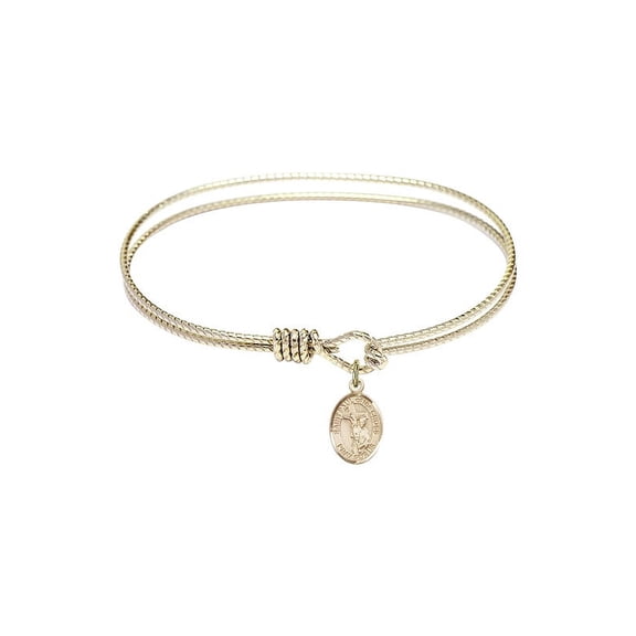 7 1/4 inch Oval Eye Hook Bangle Bracelet w/ St. Paul of the Cross in Gold-Filled