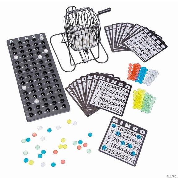 7 1/4" x 7 1/4" Bingo Party Metal Game Set with Wheel 244 Pieces