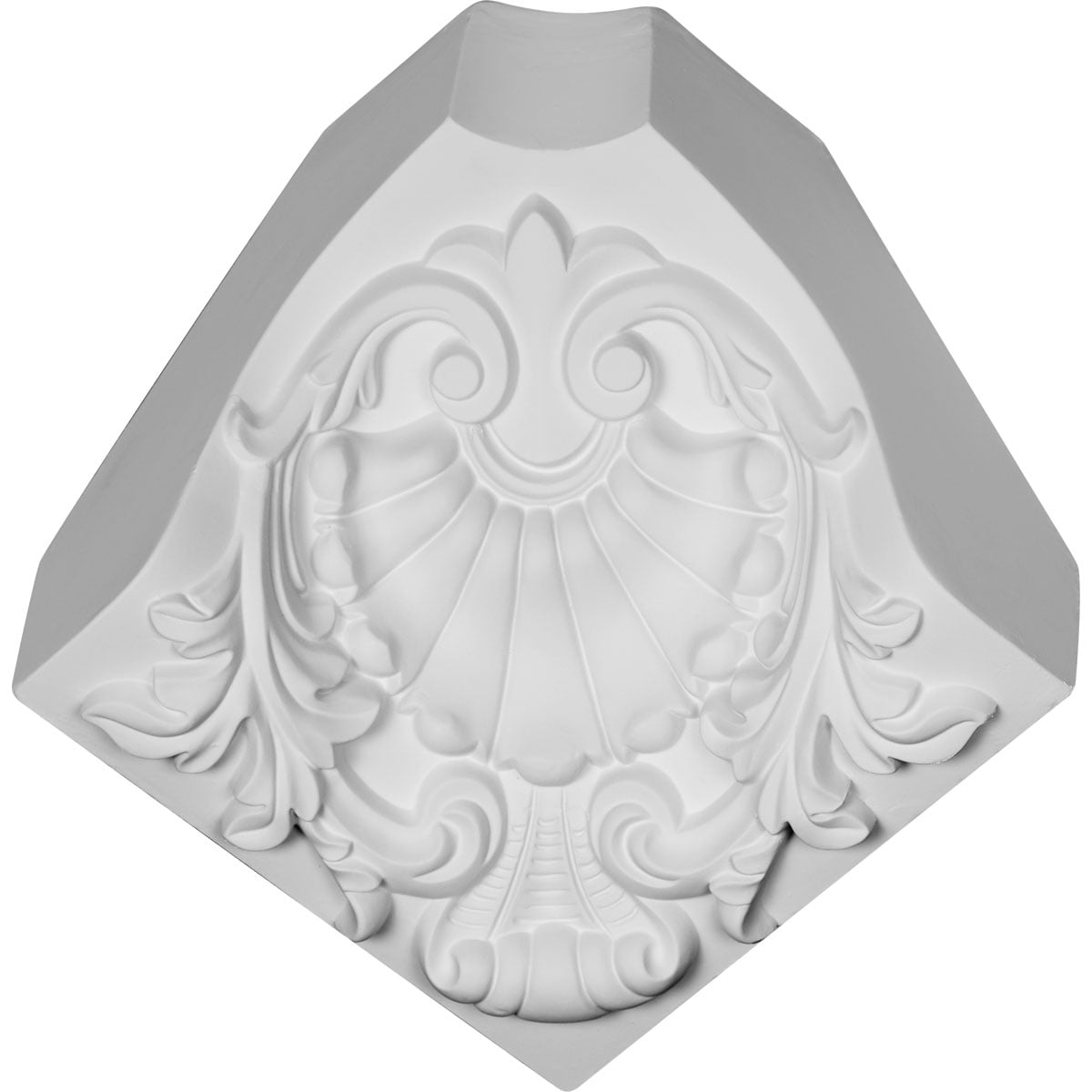 White Polyurethane Shell Crown Moulding Inside Corner Block