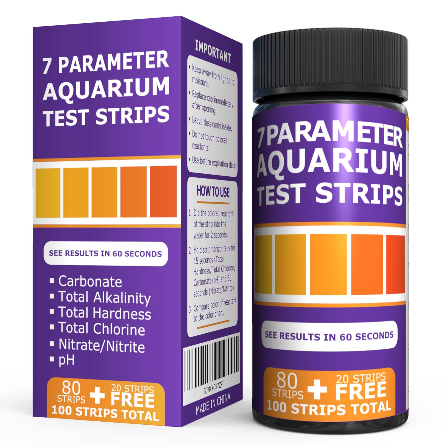 7 in 1 Aquarium Test Strips. Fish Water Test Strip. Freshwater Testing