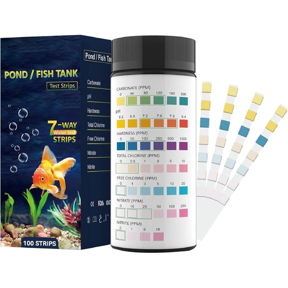 7 in 1 Aquarium Test Strips for Freshwater Aquarium - 50 Strips Fast & Accurate Aquarium Water Test kit for Fish Tank/Aquarium/Pond/, Monitors pH, Hardness, Chlorine, Nitrate, Nitrite and More