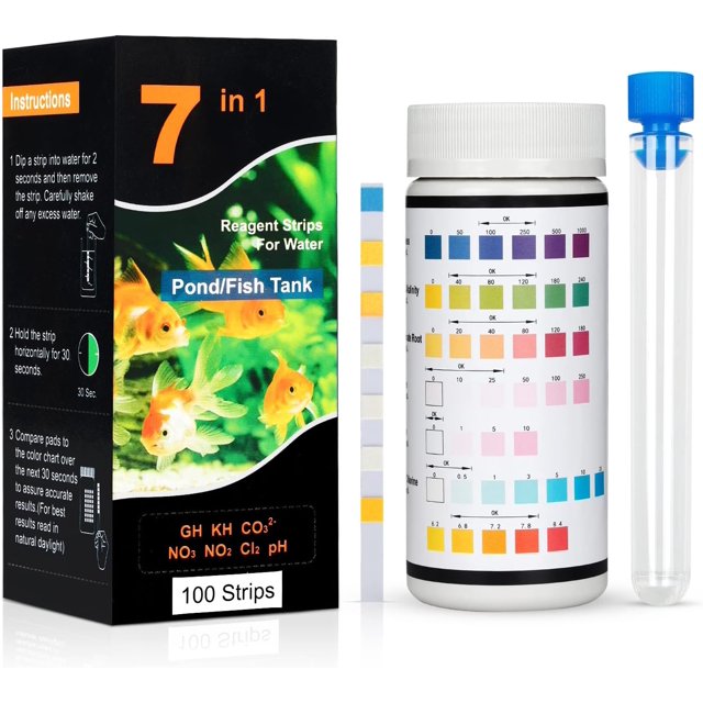 7 in 1 Aquarium Water Testing Strips, 100 Strips Marine Test Kits for