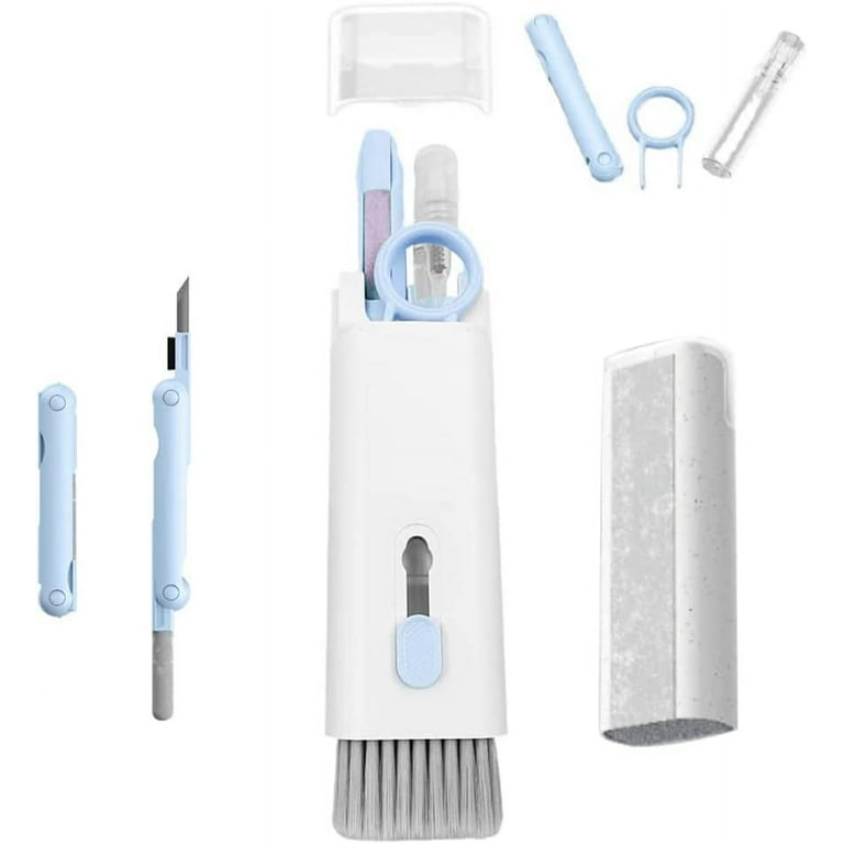 7 in 1 Computer Keyboard Cleaning Brush Set Earbuds Cleaning Pen Wireless  Bluetooth Headset Charging Box Electronics Keyboard Cleaning Tools Cleaner  Keycap Puller Kit (Blue) 