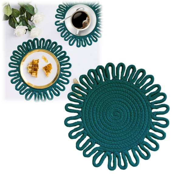 7.1" Cotton Cord Woven Trivets for Hot Dishes, Thick Heat Resistant Placemat, Vintage Style Hot Pad for Hot Dishes Pots Pans, Kitchen Table and Farmhouse Decor Essential