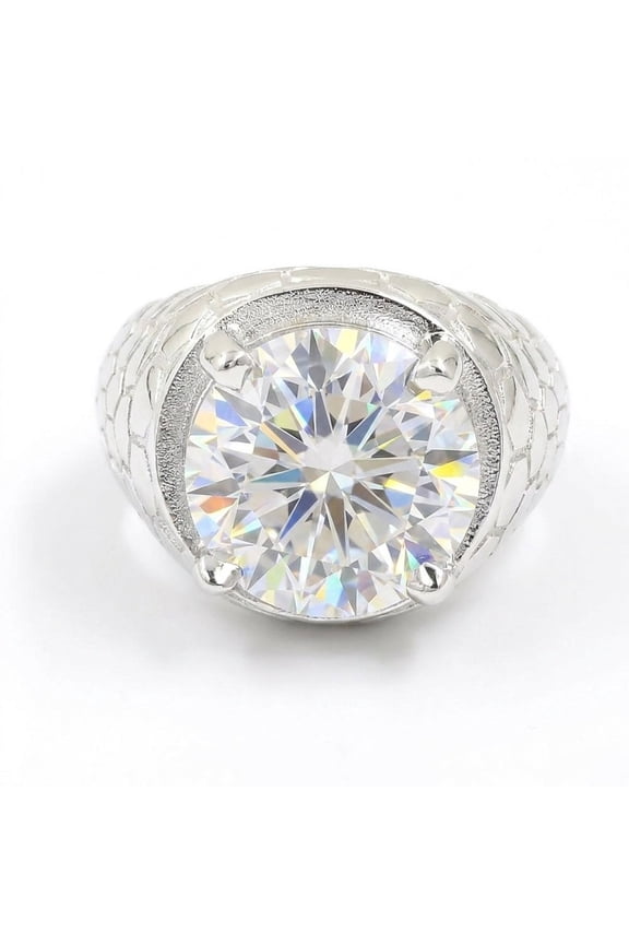 7.1 Ct Champagne Moissanite Round Solitaire Ring - 925 Sterling Silver Gold Vermeil Size 7.5 US