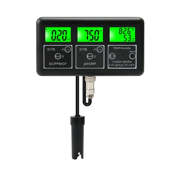 7 In 1 Digital Multifunction Humidity Temp ORP TDS EC CF PH Meter Water Quality Purity Tester Device Monitor For Aquarium Pool ,Accurate - BLACK_PLUG-01