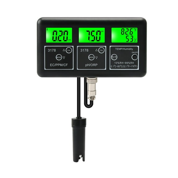 7 In 1 Digital Multifunction Humidity Temp ORP TDS EC CF PH Meter Water Quality Purity Tester Device Monitor For Aquarium Pool ,Accurate - BLACK_PLUG-01