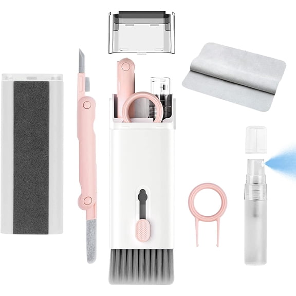 7 in 1 Electronic Cleaner kit - Keyboard Cleaner, Keyboard Cleaning Kit, Laptop Cleaner with Brush, Electronic Cleaner for Laptop/Phone/Computer/Screen (Give Away a Flannel Cloth) Pink
