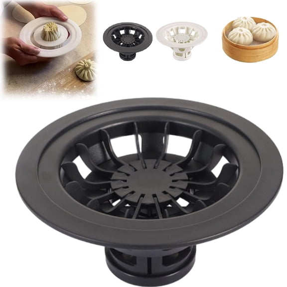 7.1" Flower-Shaped Bao Bun Maker - Easy Press Dumpling & Momo Machine for Homemade Pastries. Food-Grade ABS! (Black)