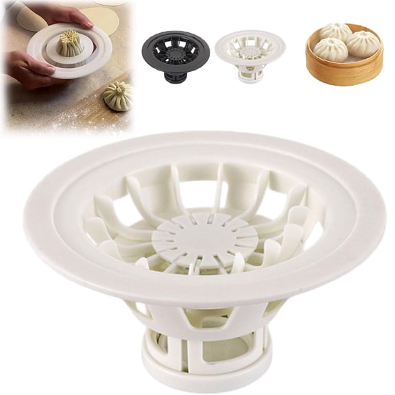 7.1" Flower-Shaped Bao Bun Maker - Easy Press Dumpling & Momo Machine for Homemade Pastries. Food-Grade ABS! (White)