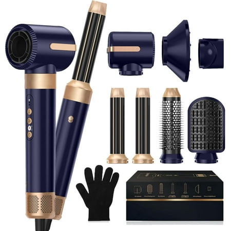 7 in 1 Hair Dryer Brush Blow Dryer Brush 110000 RPM Hot Air Brush Styler Auto Air Curler for Hair Curly Twist Multistyler Professional Ionic Travel Hair Styling Tool Air Styler