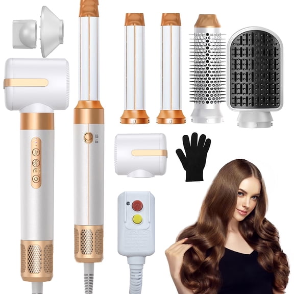 7 in 1 Hair Dryer Brush, Taotique Powerful Blow Dryer Brush with Auto- Wrap Curler, Detachable Fast Drying, Volumizing, Curling, Straightening, Ionic Hair Dryer with Diffuser, Hair Styling Tools
