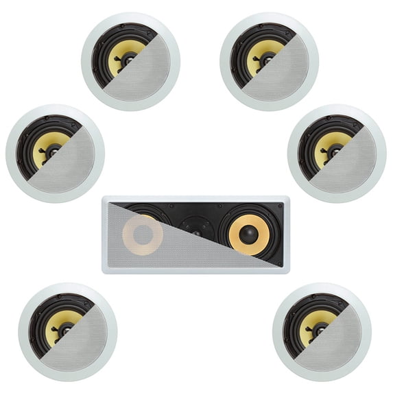 7.1 In-Wall In-Celing Speaker System Kevlar Speakers Power Peak 1500 Watts