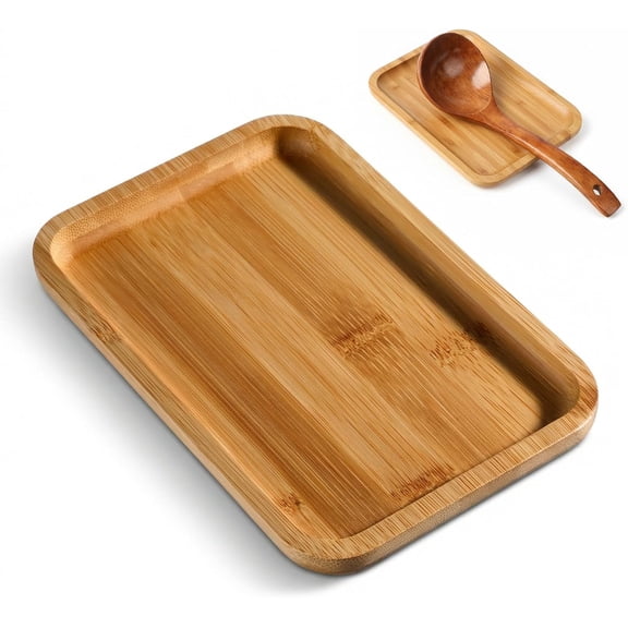 7.1 Inch Spoon Rest for Stove Top Bamboo, Rectangular Spoon Holder Utensil Kitchen Counter, Smooth Rest with Non Slip Silicone Feet for Spoons Spatulas Farmhouse