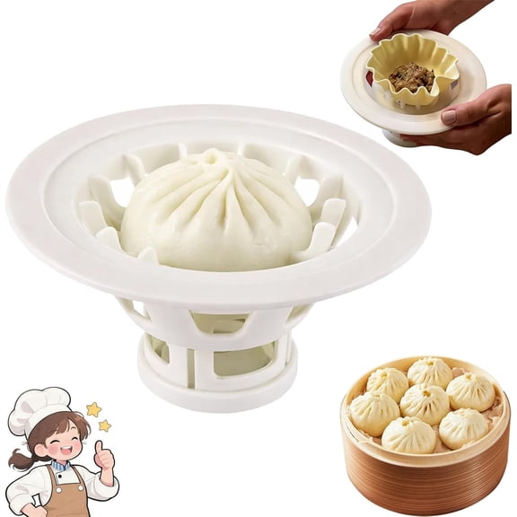 7.1 Inch Flower Shaped Bun & Dumpling Machine, Bao Bun Maker & Baozi Mold, Easy Press Steamed Bun and Momo Maker for Homemade Dumplings, Pastries & Buns
