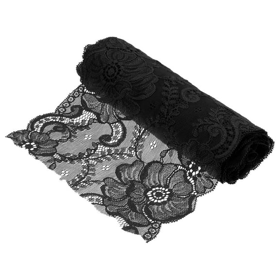 7.1 Inch Wide 3 Yard Lace Ribbon Floral Pattern Black Lace Trim Ribbon for Gift Wrapping, Wedding Decor
