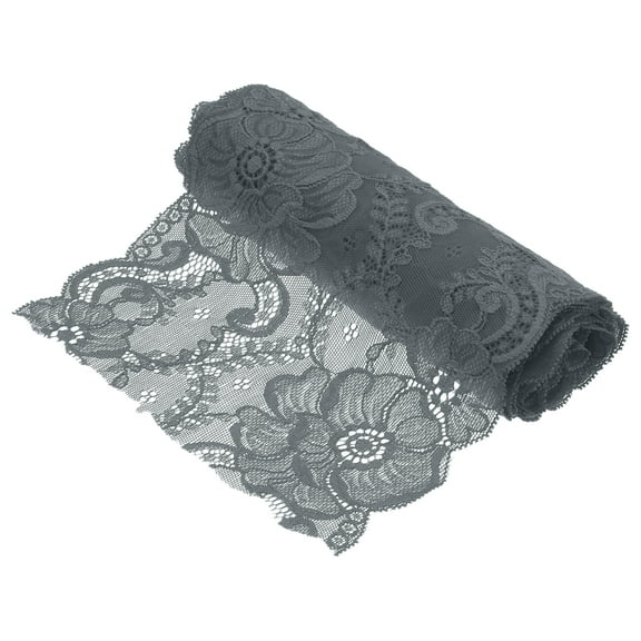 7.1 Inch Wide 3 Yard Lace Ribbon Floral Pattern Dark Gray Lace Trim Ribbon for Gift Wrapping, Wedding Decor