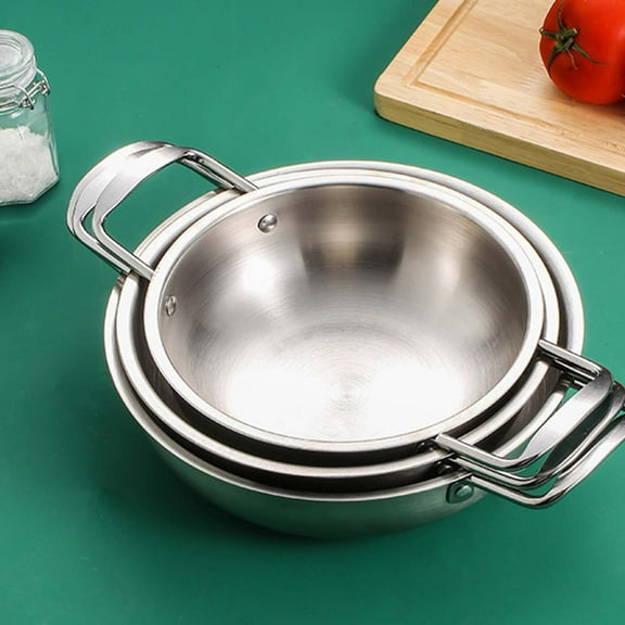 7.1 Korean Ramen Noodle Pot With Handles Stainless Everyday Pan Golden Korean Cooking Pot For Soup Noodle Pasta Home And Outdoor Dishwasher/ 18Cm Korean Stainless Steel Instant Noodle Pot (Silver)