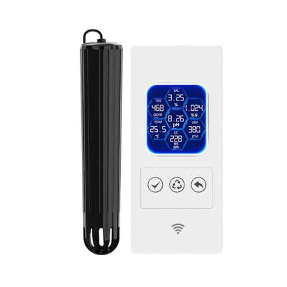 7 in 1 Online Wifi Smart Monitor SALT TEMP ORP Chlorine Ph Tds Ec Meter for Aquarium Tropical Fish US PLUG,1 x 7 in 1 Online Wifi Smart Monitor,As Shown