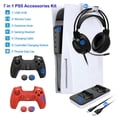 thumbnail image 1 of 7 in 1 PS5 Accessories Kit with 4 Ports USB Hub, Dual Controller Charging Station, Anti-Slip Silicone Cover Skin for PS5 Controller with Thumb Grip Caps, Gaming Headset and Hanger, 1 of 5