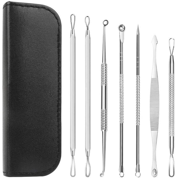 7 In 1 Pimple Blackhead Remover Extractor Tool Kit,Professional Safe Treatment For Zit Popper White Head Acne Blemish Comedone Removing For Nose Face Skin
