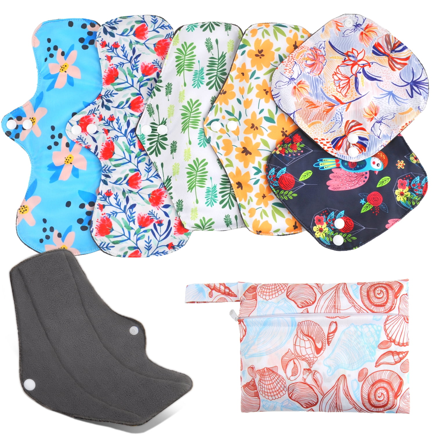 7 in 1 Reusable Menstrual Pads, Strong Air Permeability Washable