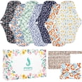 thumbnail image 1 of 7 in 1 Reusable Menstrual Pads with Wings, 10 x 7 inch Breathable Mesh Surface Cloth Sanitary Pads for Heavy Flow with Wet Bag, Washable Overnight Cloth Panty Liners for Women - L, 1 of 7