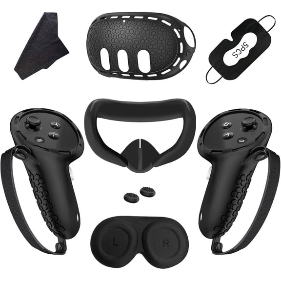 7 in 1 Silicone Cover Compatible with Meta/Oculus Quest 3 Accessories, VR Silicone Headset Controller Shell, Eyes, Face, Touch Controller Grip Case & Lens Cover