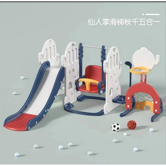 7 in 1 Toddler Slide and Swing Set Large Slide with Basketball Hoop Soccer Golf Indoor Slide and Swing Set for Toddlers Age 1-8 Baby Slide Toddler Slide Climber Set Indoor and Outdoor Playground