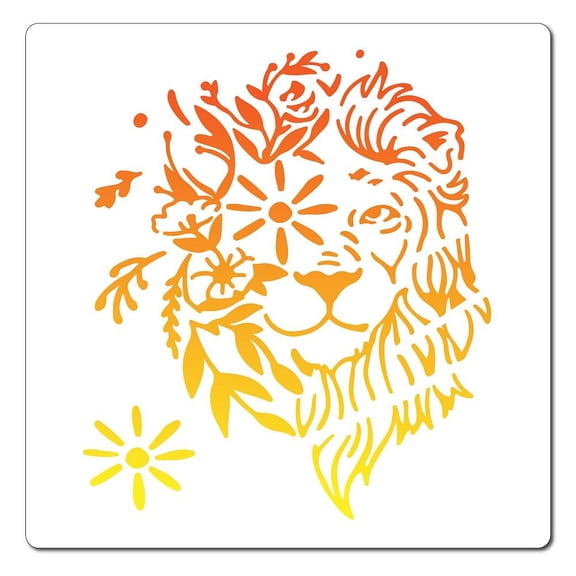 7.1"X7.1"Lion Head Stencil Animal Flower Templates Plastic Drawing Painting Stencils Templates African Cat Wild Animal