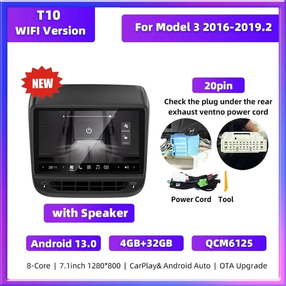 7.1 inch Screen For Tesla Model 3 Y Rear Display Panel Android 13 Qualcomm chip Air Conditioner Control Multimedia Player