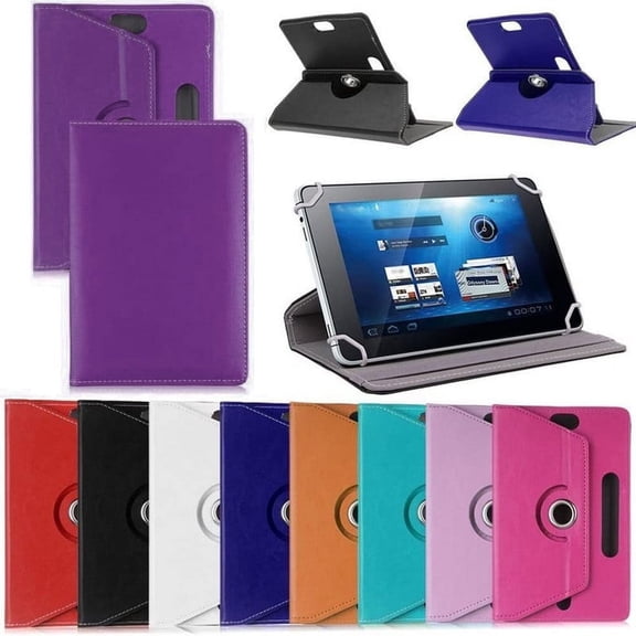 7 - 10.1 Inch Tablet Case Cover - Universal Leather Stand Folio Cover Magic Leather 360 Rotating Case Fits for Most Tablets (Dark Blue)