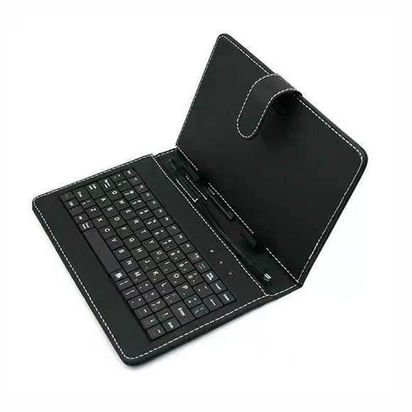 7-10.1 Inch Tablet Keyboard Case - Wired Android Keyboard Cover with PU Leather Protection, Anti-Slip Stand for Tablets, Plug & Play (Black)