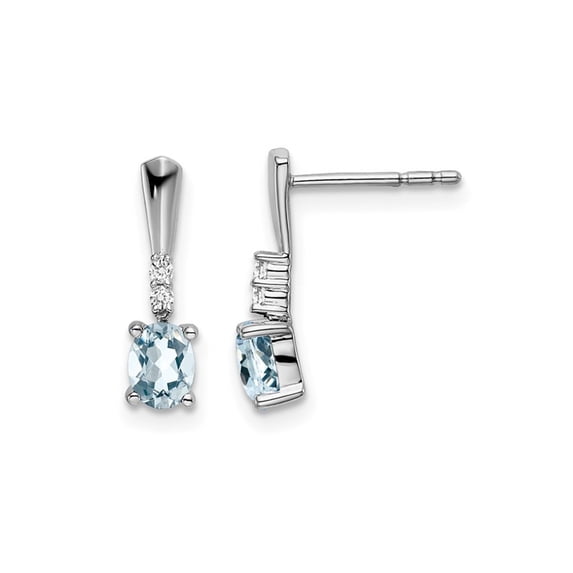 7/10 Carat (Ctw) Aquamarine Earrings in 14K White Gold with Accent Diamonds for Women