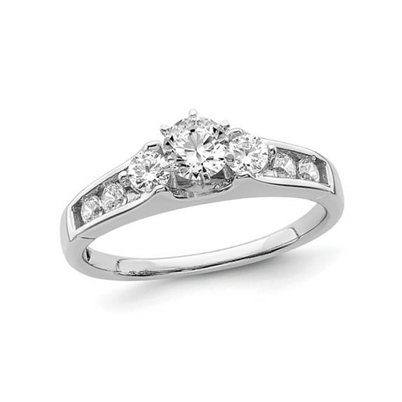 7/10 Carat (Ctw Color SI1-SI2, G-H-I) Lab Grown Diamond Three Stone Engagement Ring in 14K White Gold for Women