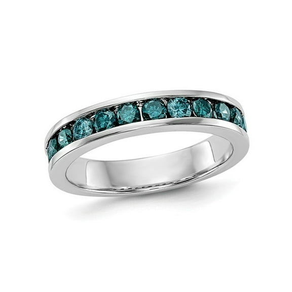 7/10 Carat (Ctw I1-I2) Blue Diamond Wedding Band Ring in 14K White Gold for Women