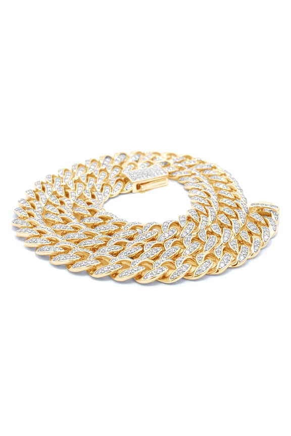 7.10 Ct Lab Created Moissanite Diamond 8MM Width Cuban Link Chain Necklace In 14k Yellow Gold Over Sterling Silver 16" Length(Color G-H,Clarity VVS1)