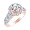 thumbnail image 1 of AFFY 7/10 Cttw Round Cut White Natural Diamond Halo Solitaire Engagement Ring In 14k Solid Rose Gold (0.70 Carat) Ring Size-12.5, 1 of 1