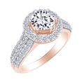 thumbnail image 1 of AFFY 7/10 Cttw Round Cut White Natural Diamond Halo Solitaire Engagement Ring In 14k Solid Rose Gold (0.70 Carat) Ring Size-5, 1 of 1