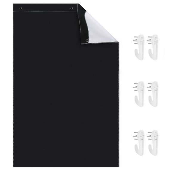 7 * 10 Feet Bi-Color Backdrop Washable Background Screen Polyester Cotton Material Hanging Loops Design with 6pcs Hooks for Video Photography Gaming Live Streaming, Black & White 2-in-1
