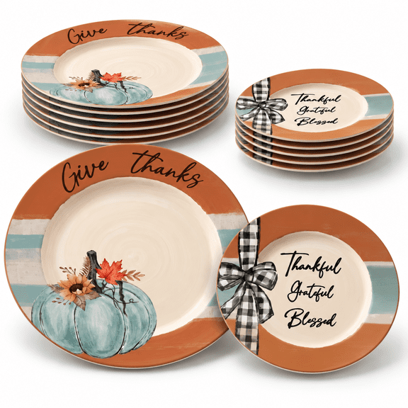 7/10 Inch 12 Fall Salad Plates Pumpkin Dinnerware